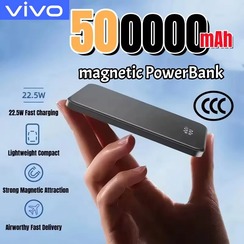 Nouveau 500000mAh batterie externe magnétique Portable sans fil PD22.5W charge rapide batterie externe pour Magsafe pour iPhone Samsung 2026