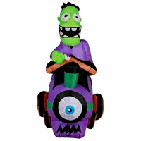 8FT Long Halloween Inflatable Train Ghost Pumkin with LED Light Blow Up Yard Decoration for Holiday Party Outdoor Garden Lawn 2