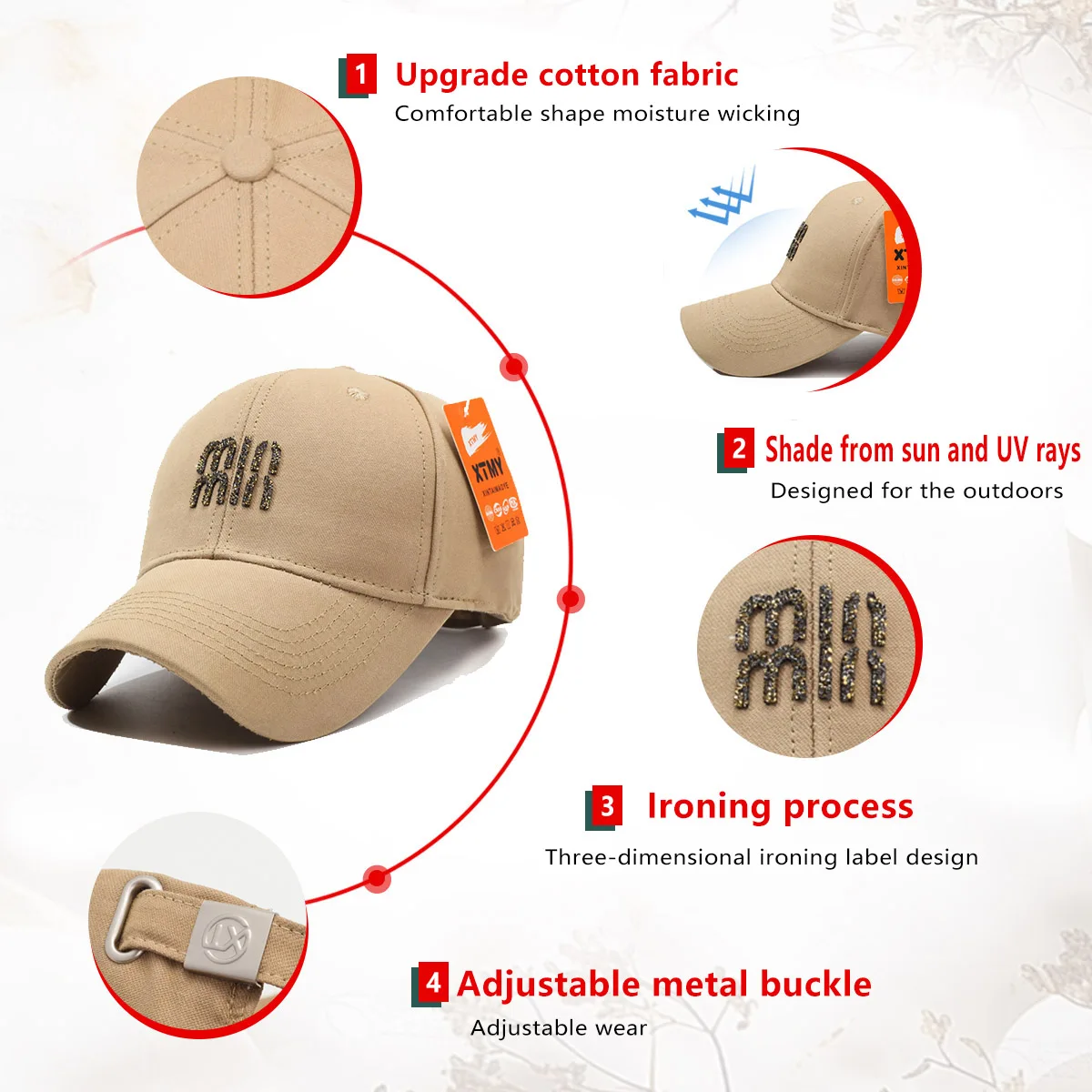 Unisex Minmin Embroidery Baseball Caps Spring Autumn Outdoor Adjustable Casual Hats Sunscreen Hat