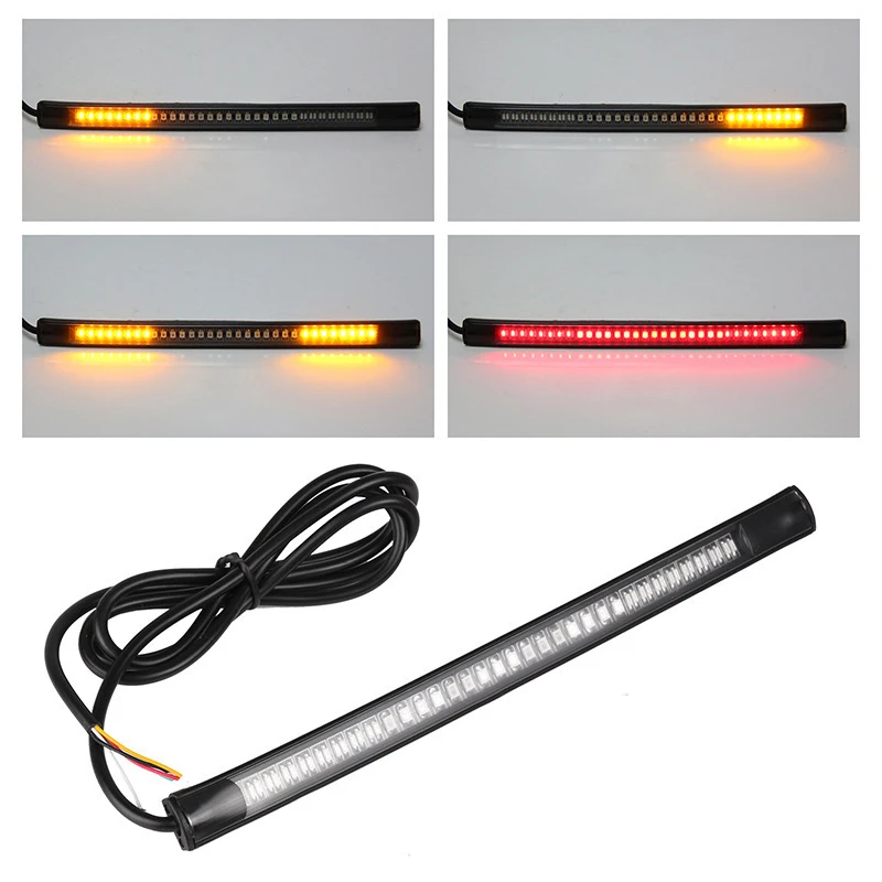 2PCS 12V 48SMD Universal Motocycle Flexible LED Tail Light Strip Brake