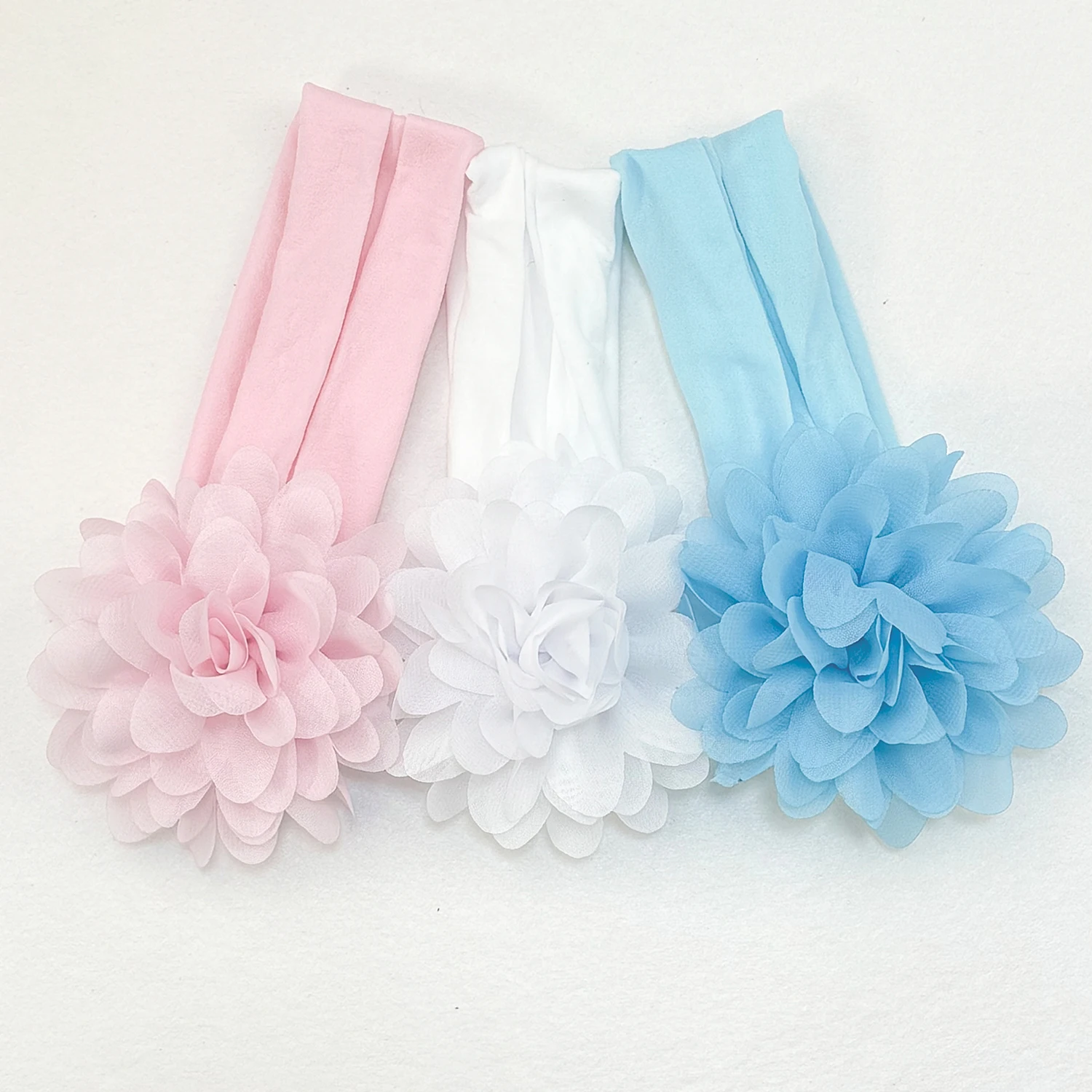 3PCS Chiffon Flower Headbands Elastic Headbands for Baby Newborn Girl Children Turban Infant Flower Headband Hair Accessories 5