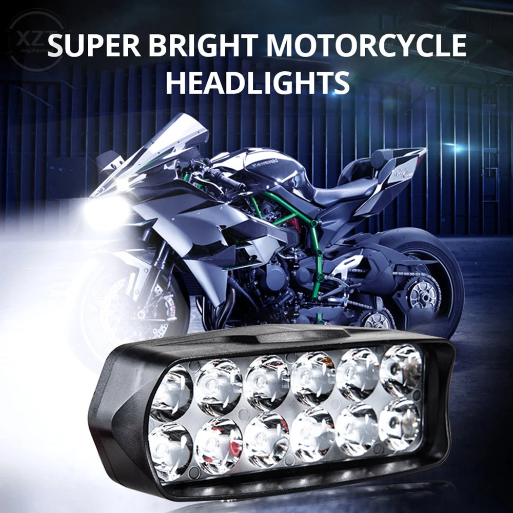 

1pcs Motorcycle Headlight 12V Motorbike Spot Head Light 8 12 16 LED Scooter ATV Moto Headlamp Motor Auxiliary Driving Work Lamp