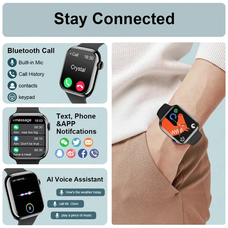 남녀공용 GPS 스마트 워치, 울트라 시리즈 9 NFC 2.05 인치 스마트워치, BT 통화, IP68 방수, 무선 충전, IW9 워치, 2024 신제품