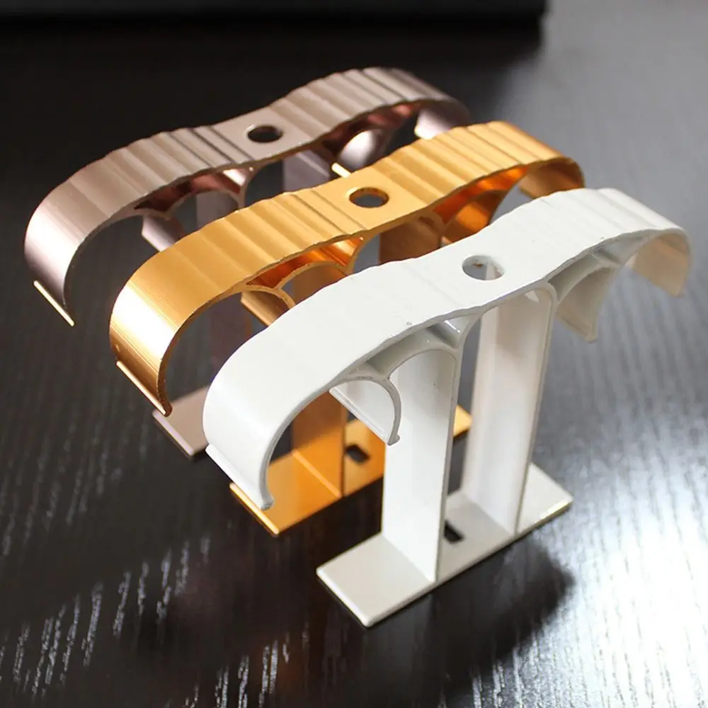 Description Picture 5 of itemAluminum Alloy Curtain Hanger Hook Single Double Hang Curtain Rod Brackets Rod Support Clamp Crossbar Fixing Clip Wall Holder