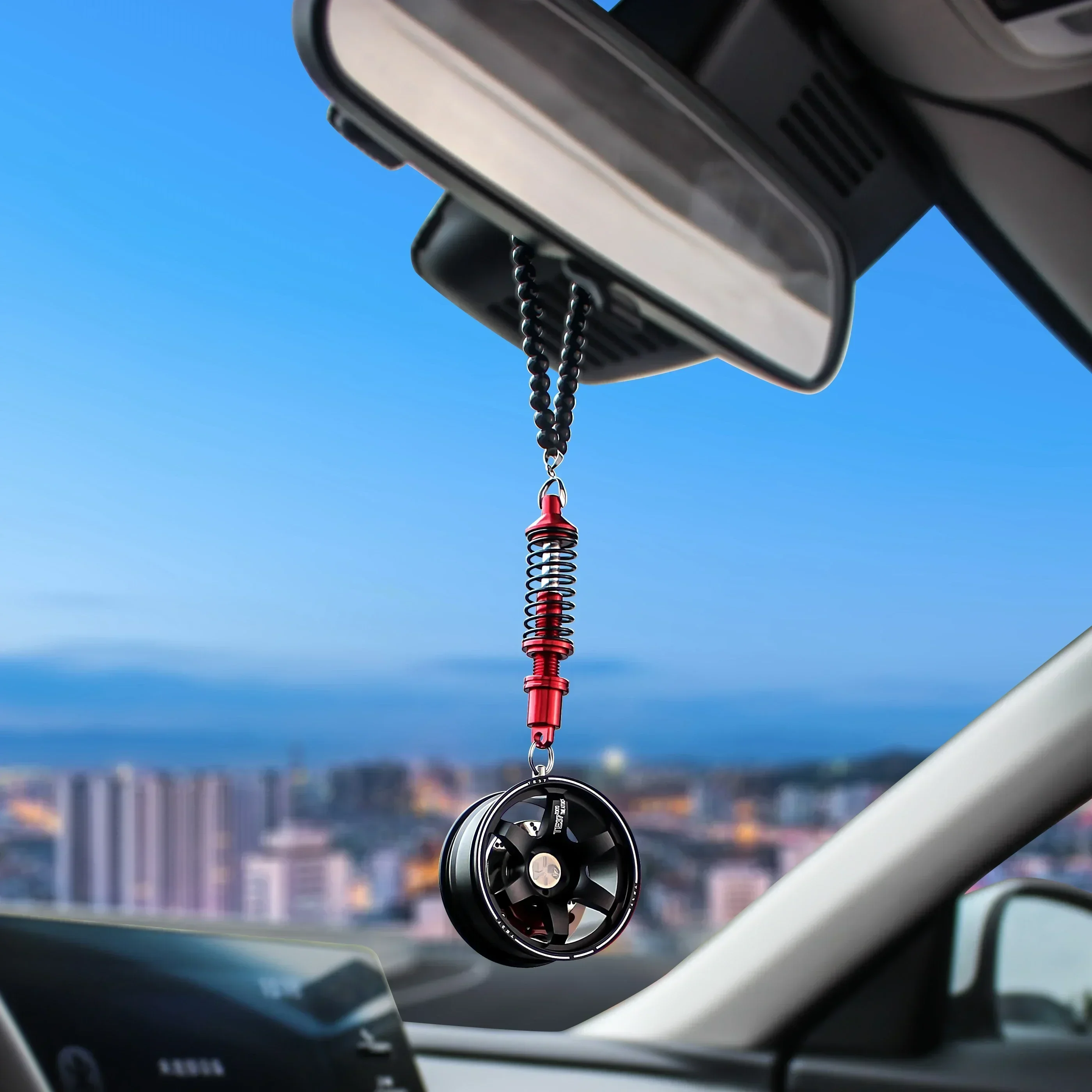 Creative Wheel Hub Brake Shock Absorber Car Pendant Auto Interior Rear View Mirror Decoration Dangle Trim Accessories