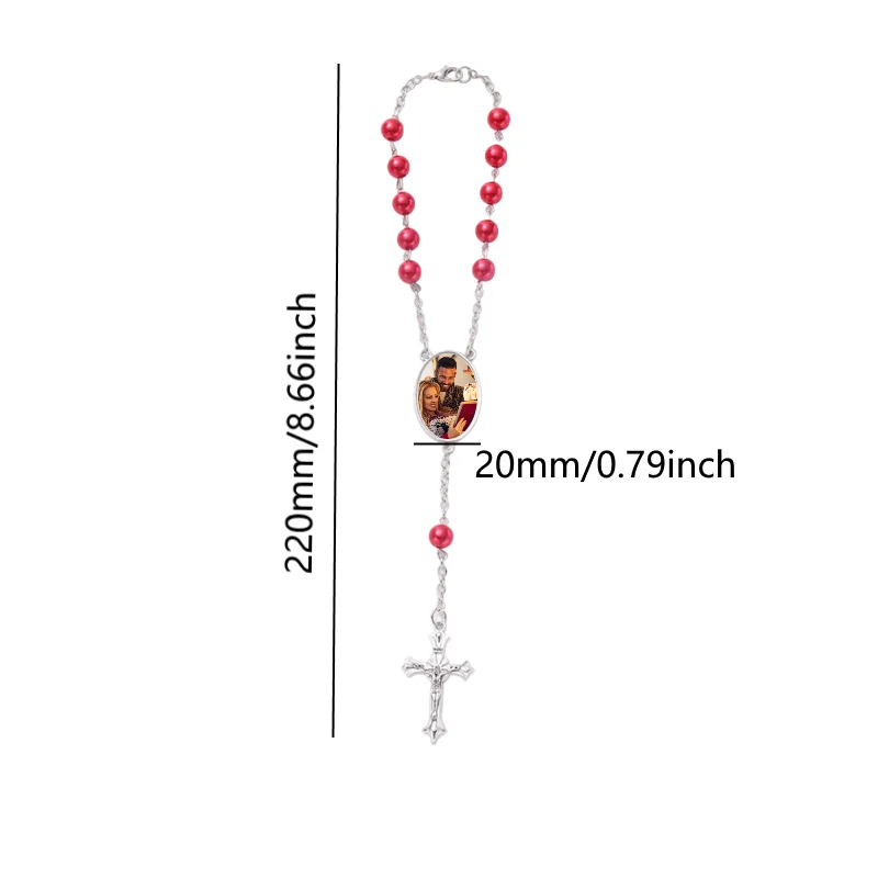 Customized Personal Image Car Pendant with ABS Beads - Unique Commemorative Gift