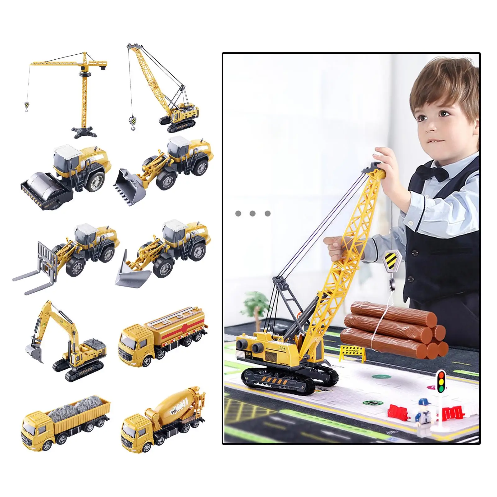

Construction Trucks Vehicles Toys Crane Forklift 1:55 Scale Toy
