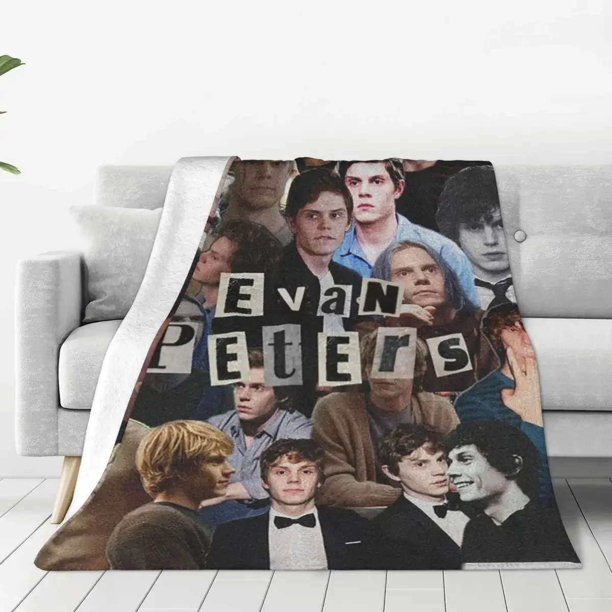 

Cute Evan Peters Movie Actor Blankets Fleece Autumn/Winter Portable Ultra-Soft Throw Blanket for Sofa Office Quilt