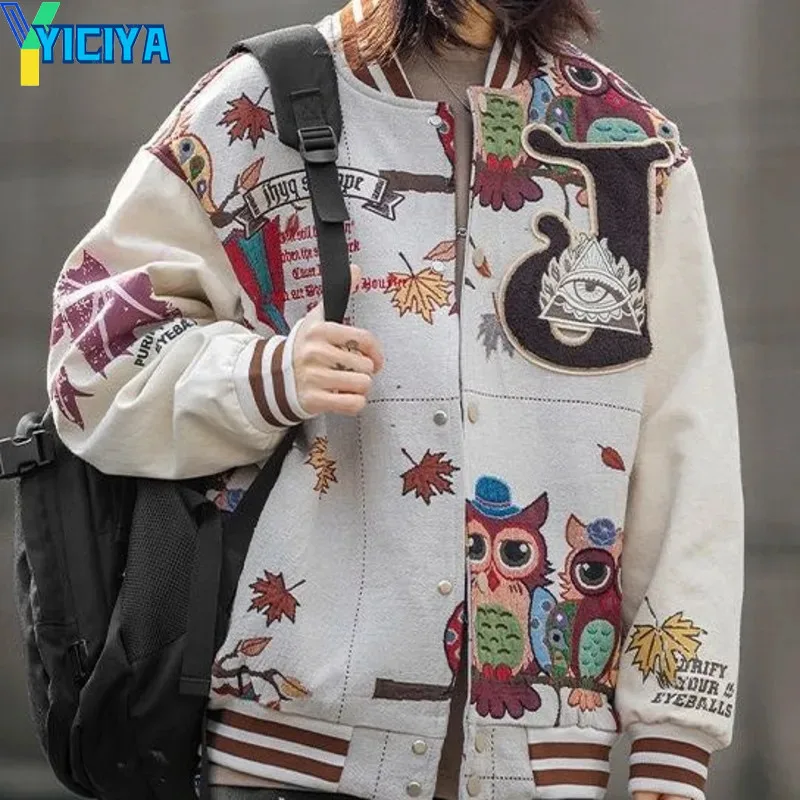 

YICIYA jacket bomber women Racing winter unisex coat Thickening Embroidery Varsity Female American Baseball Jackets vintage 2024