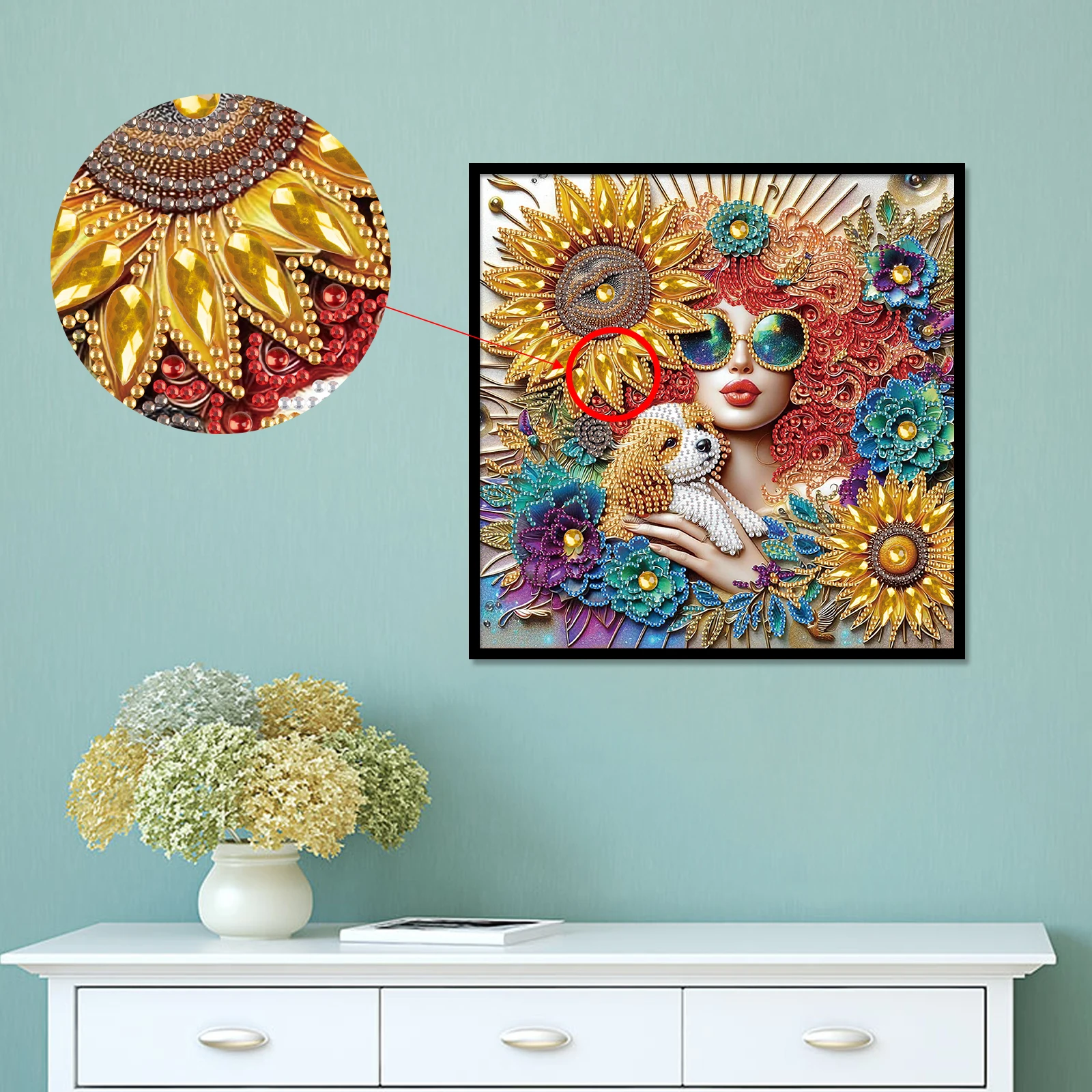 Diamond Painting Diamond Art Painting Kit Diamond Painting Set DIY Girl and Flowerrs 5D Special Shape Diamond Art Kits for Beginners Diamond Art Painting Kits for Home Wall Decoration Gift