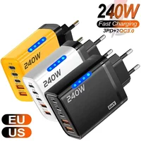 Chargeur rapide 240W GaN 5 en 1 pour téléphone, adaptateur secteur USB C, prise EU/US, chargeur mural pour iPhone, Samsung, Xiaomi 1