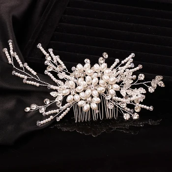 Wedding Leaf Hair Comb Silver Bridal Vintage Rhinestone Hair Side Combs Decorative Crystal Bride Hair Accessories for Women