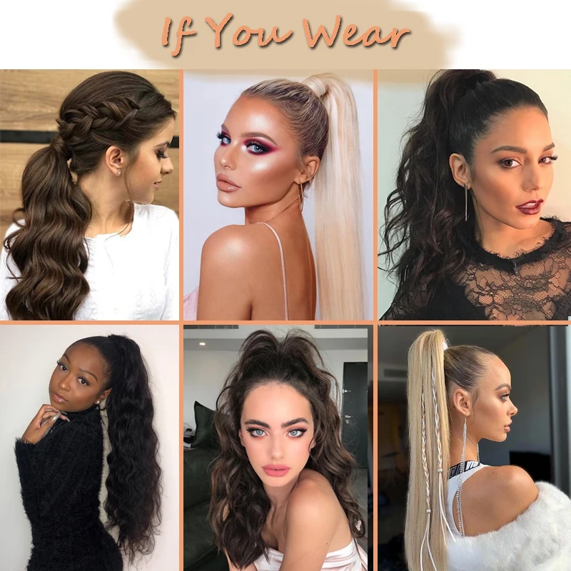 AOSI Straight Clip In Hair Tail False Hair 24" Ponytail Hairpiece With Hairpins Synthetic Pony Tail Extensions For Women