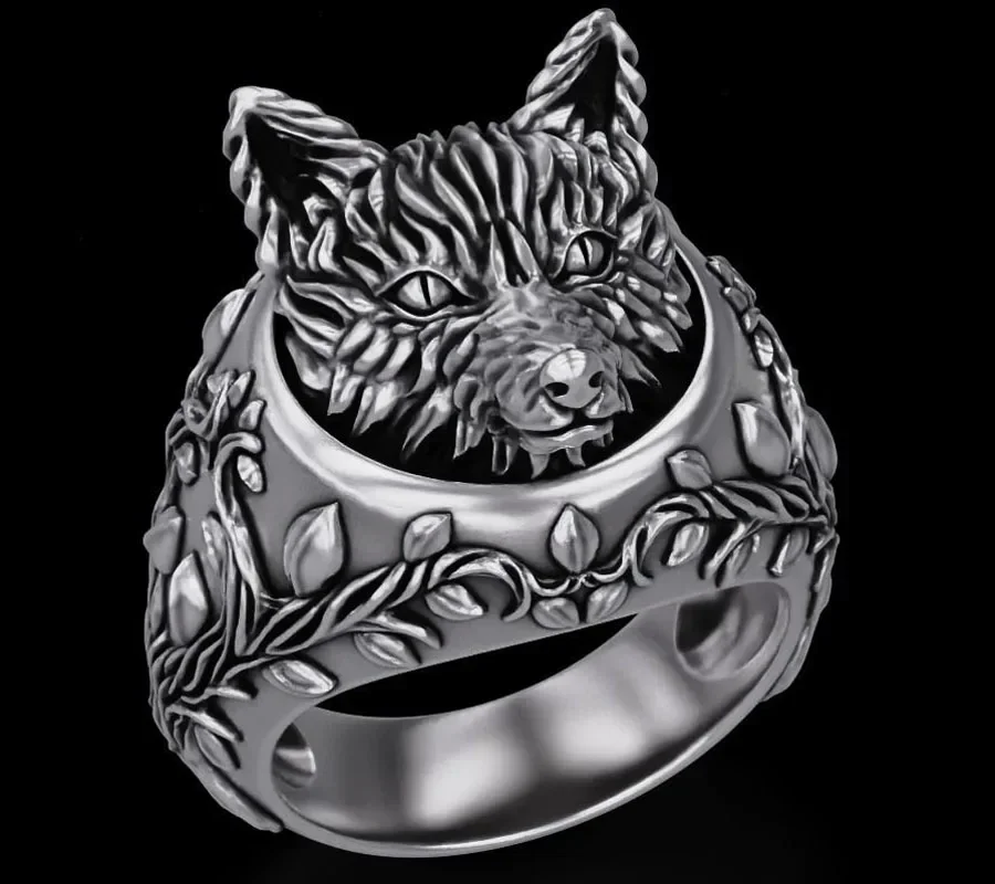 10g 3D Ring With Fox Nature Women Gold Rings  Customized 925 Solid Sterling Silver Rings Many Sizes 6-13