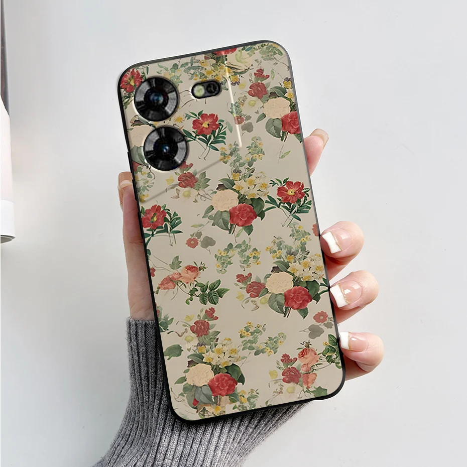 Stylish Black Silicone Phone Case with Pattern - Slim and Soft  Cover