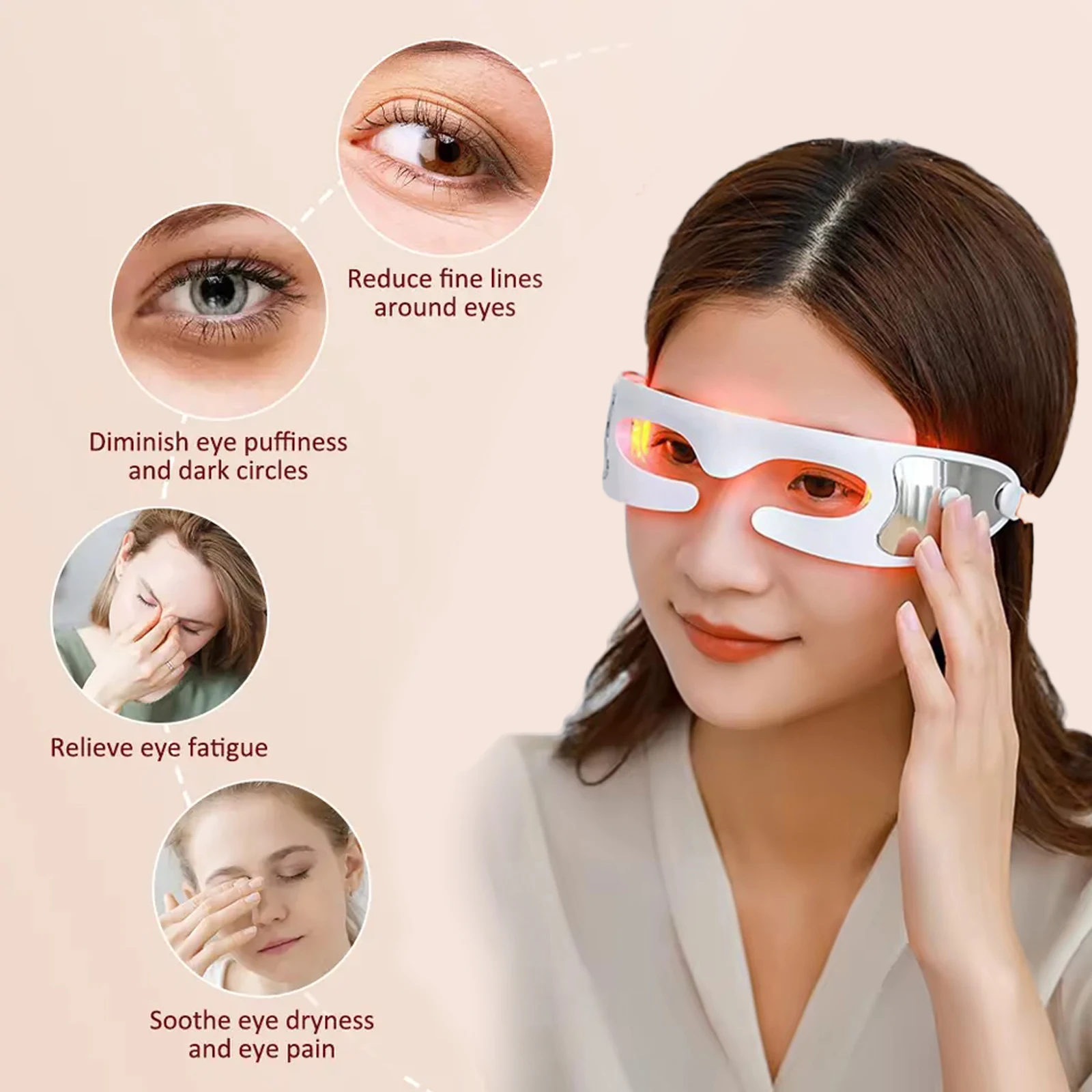 3D Eye Massager Eyes Fatigue Relief Relaxation Relieve Dark Circles Eye Lifting Anti-Aging LED Vibration Eye Massage Instrument