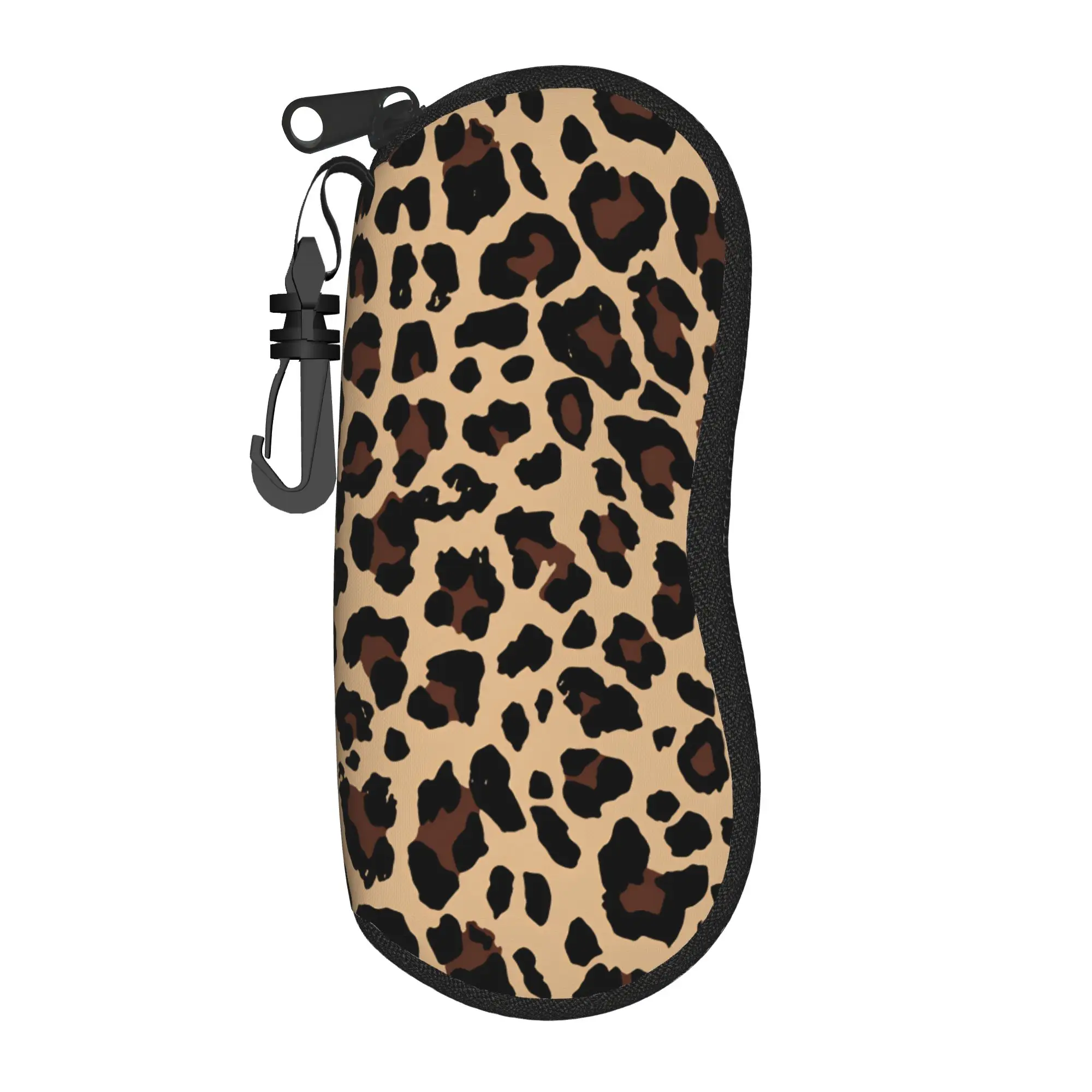 Leopard Print Stylish Eyewear Case with Zip Closure