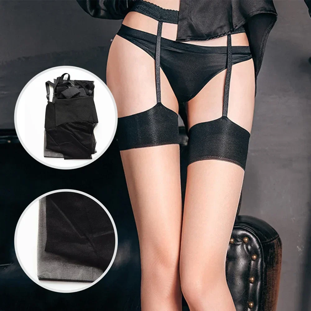 Sexy Men's Leotard Elastic Mesh Socks Slimming Nightclub Transparent Stockings Lingerie Man Suspender Socks