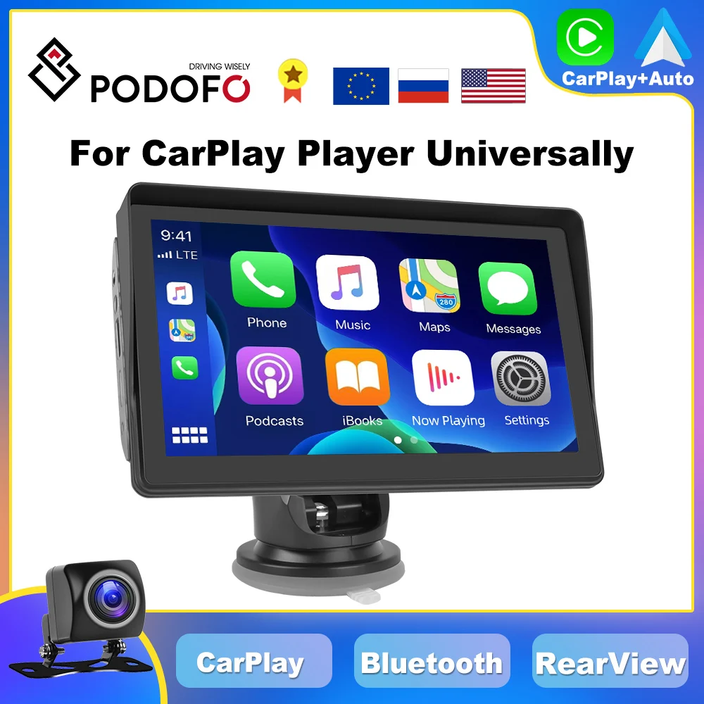 Podofo 7 Pollici Wireless Carplay Autoradio Wireless Android Auto Multimedia Player Auto Stereo Navigazione Touch Screen Autoradio