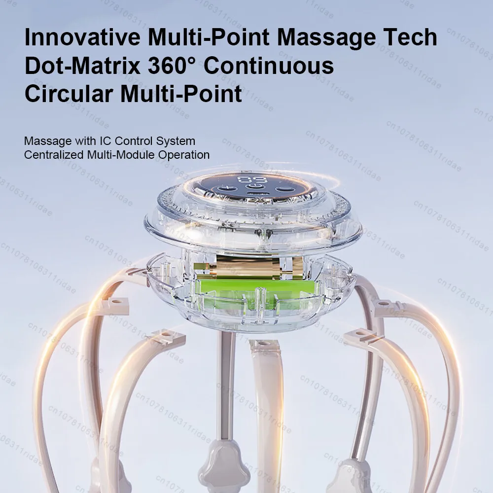 Wireless Electric Head Massager Octopus Claw 8 Massage Heads Soft Silicone Relaxation Stress Migraine Relief Scalp Scratcher