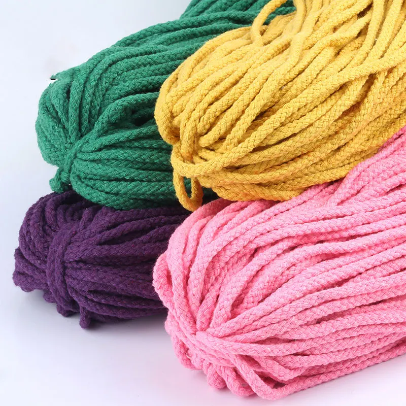 5mm Colored Cotton Twisted Rope DIY Craft Decorative Drawstring Belt Handmade Bag Accessories Woven Cord 10/5Meters