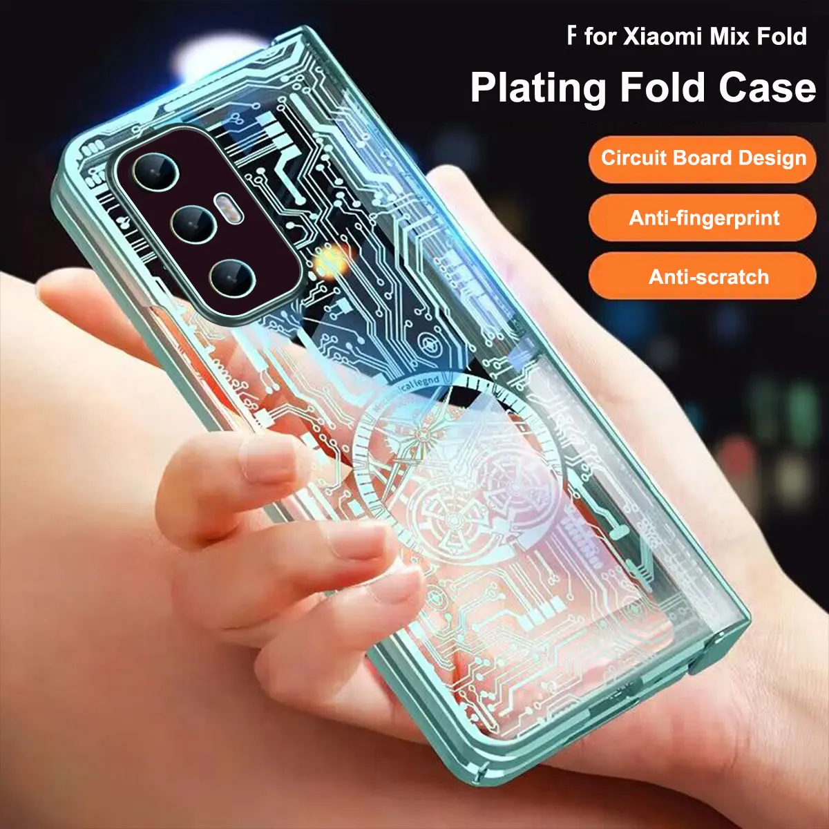 

Plating Hingle Case for Xiaomi Mi Mix Fold Cover Circuit Board Texture Anti-scratch Protector with Screen Film Shell Funda Coque