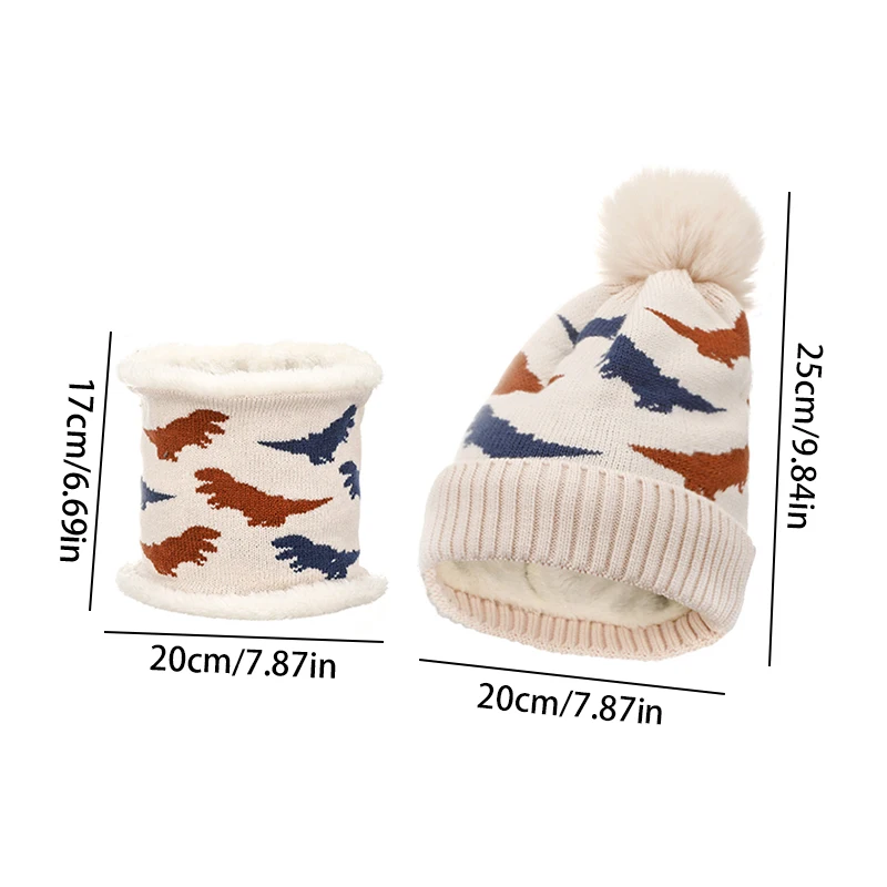 Kids Winter Beanie Hat Scarf Set kids winter hat scarf set Fleece Lined Hat Woolen Scarf Warm Knit Thick For Boys Girls 2-8Y Set