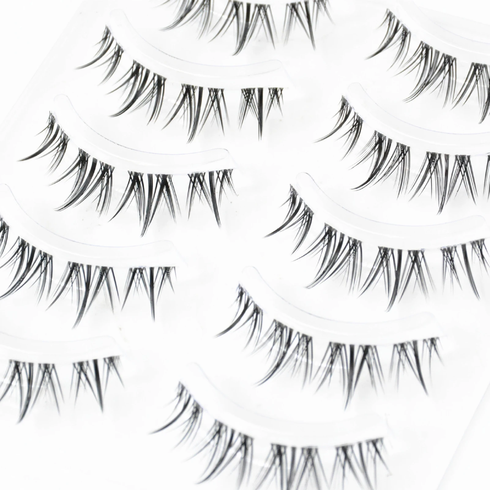 5 Paar Vollstreifen-Wimpern, transparenter Stiel, natürliche, dünne, falsche Wimpern, Manga-Wimpern für den täglichen Gebrauch, Make-up-Look, flauschige Puppenwimpern – Detail 7