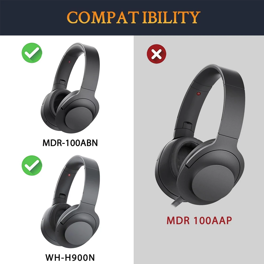 Earpads Compatible with SONY WH-H900N MDR-100ABN Protein leather Memory foam Ear Pads Cushions Replacement Over-Ear Headphones
