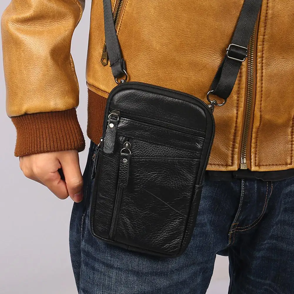 Men's Leather Belt Bag Multifunctional Chest Bag Husband Phone Shoulder Waist Purse Mens Crossbody Bags Women Men's Belt