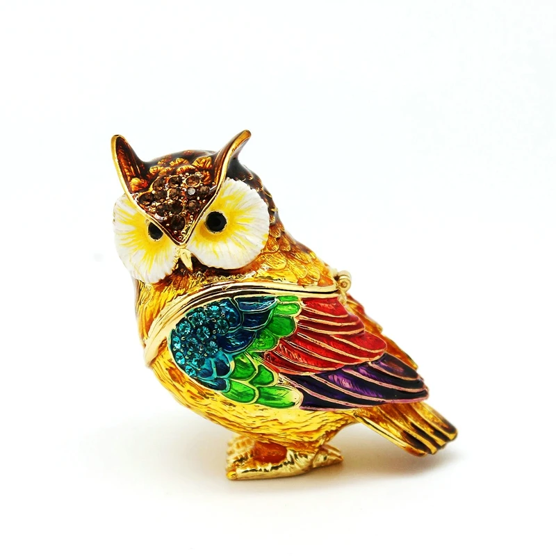 SHINNYGifts-European Style Bird Owl Shape Trinket Box, Small Home Decoration, Jewelry Gift Box
