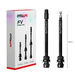 CYCLAMI Tubeless Bicycle Aluminum Presta Valves with Removable Core (Tubeless 85 Black)