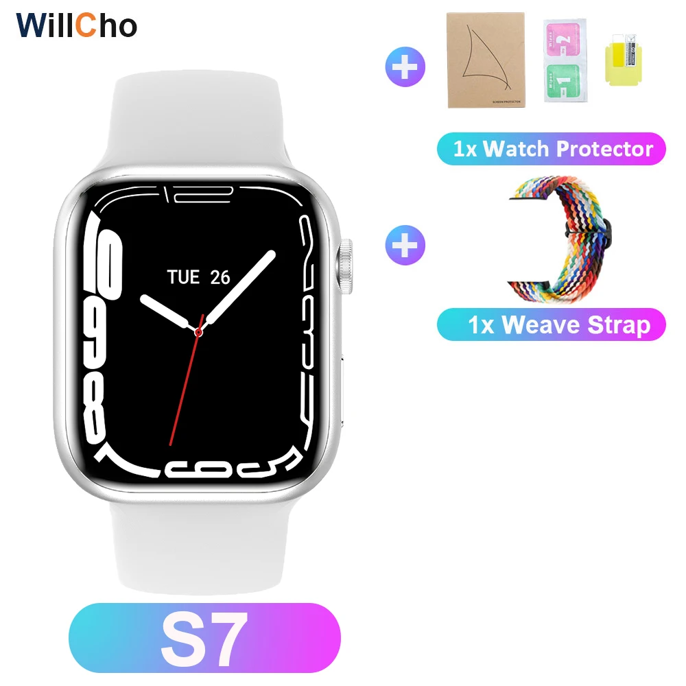 2022 S7 Smart Watch Iwo 14 Pro Nfc Voice Assistant Bluetooth Dial Answer Call Watch for Men Smart Watch Women Series 7 Pk W37Pro 
