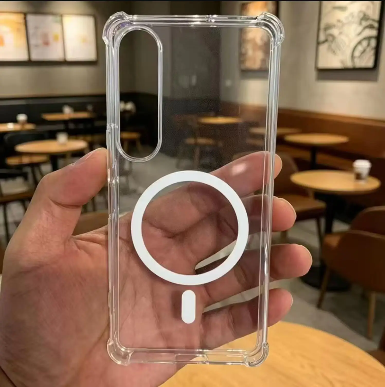 Luxury Transparent Magnetic Shockproof Phone Case with Clear Back Cover