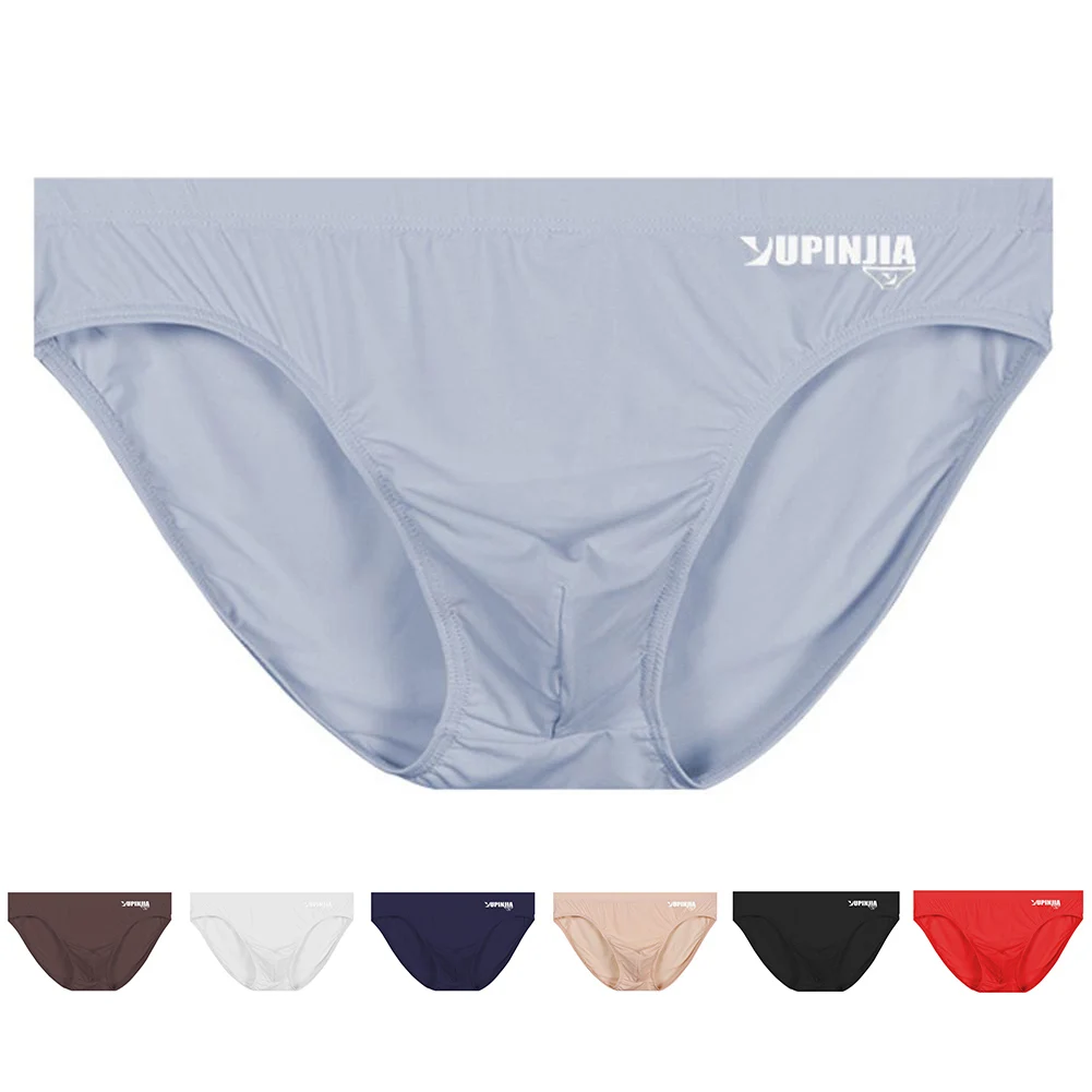 

Sexy Man Briefs Lingerie Low Rise Ice Silk Bikini Glossy Panties Underpants Slips Man Bulge Pouch Briefs Underwear For Men