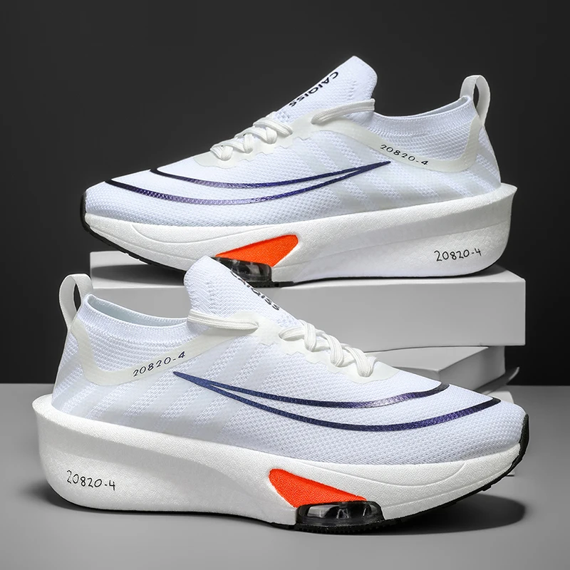 Men's Lightweight Running Shoes - Breathable Low-Top Sneakers with Cushioned Soles, Arch Support, and Anti-Slip Texture - Knit Fabric and Mesh Design, Suitable for Marathon, Gym, Jogging, and Gymnastics - Gradient Color - Sneakers for All-Season Training and Casual Wear