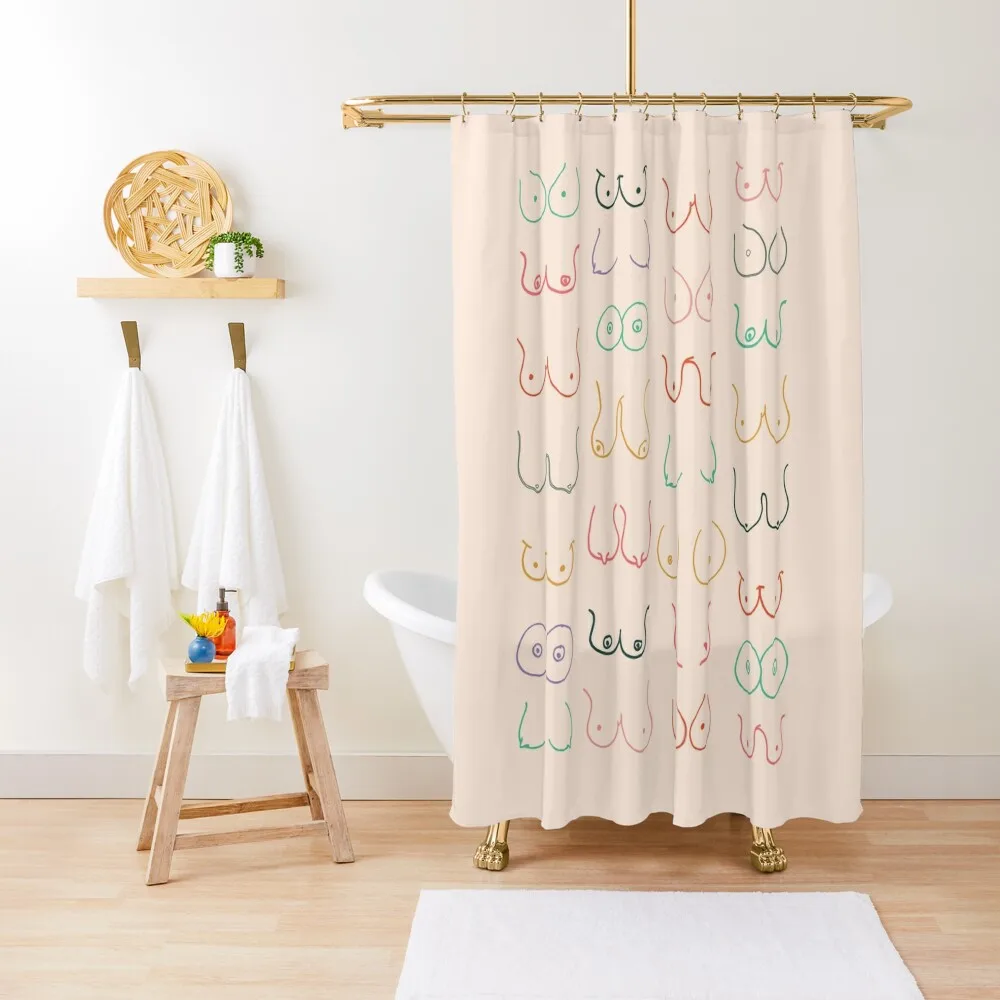 

Pastel Boobs Shower Curtain Modern Accessory Bathrooms Window Waterproof Fabric Shower Cover Bathroom Fabric Curtain