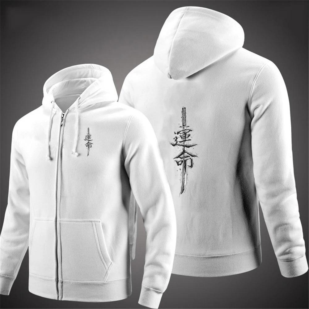 Cotton Long Sleeves Zipper Hoodies Sweatshirt for Men