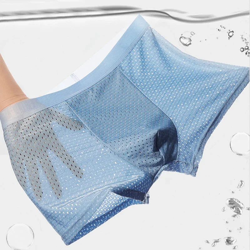 

6pcs Mesh Ice Silk Men's Underwear Thin Briefs Boxers Shorts Underwear Men's Panties Underpants Breathable Sexy Slim Briefs