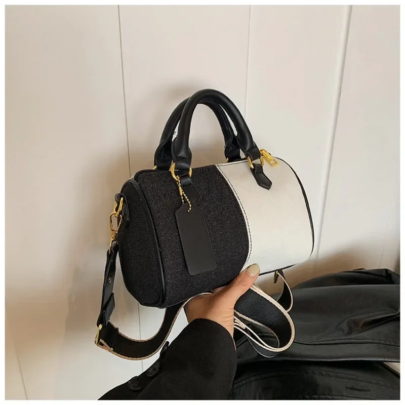 Trendy Patchwork Colorblock Mini Crossbody Denim Handbag