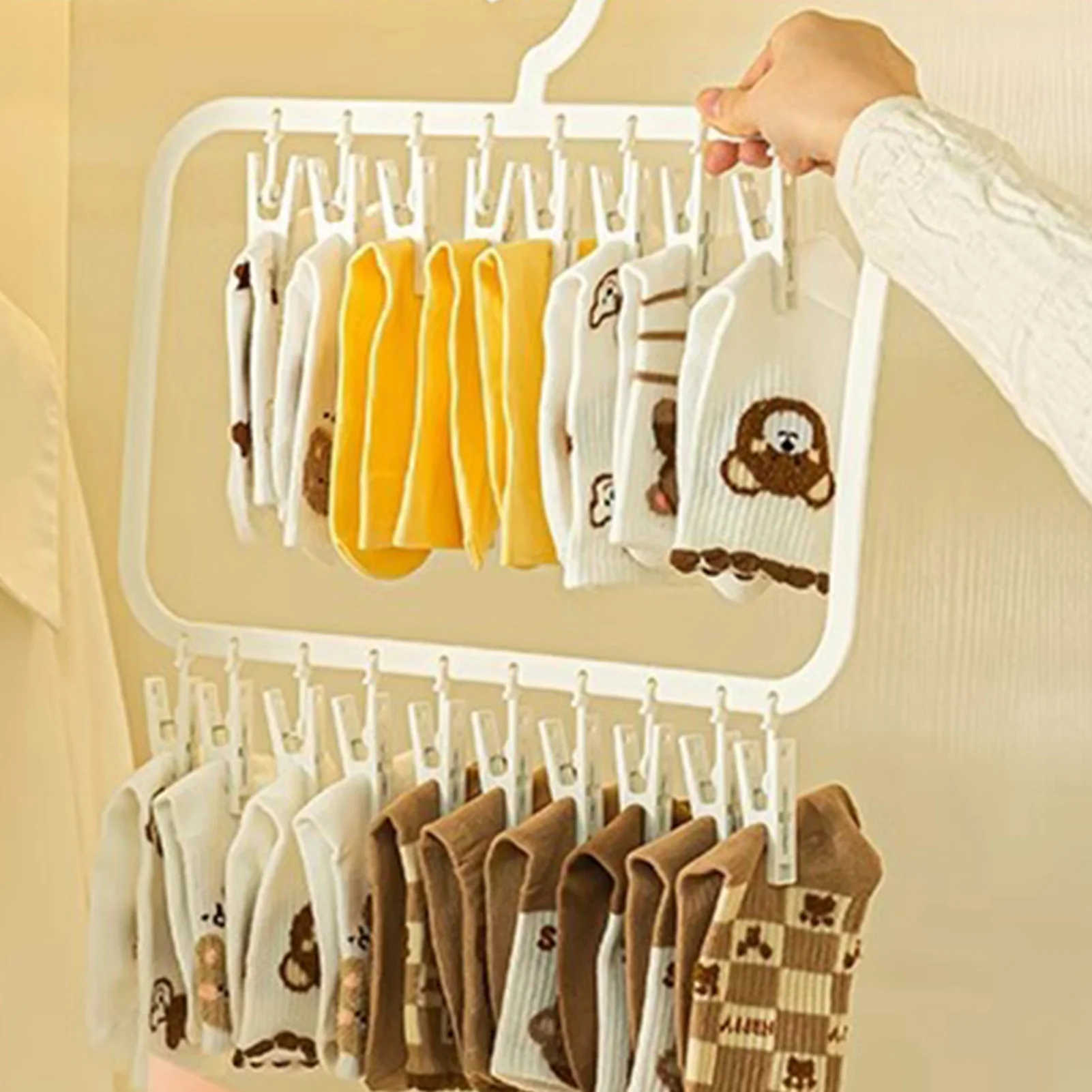 Clothes Hanger for Drying Socks with Sturdy Material Double Layer Clothes Hangers Suitable for Keep Closet Neat and Organized 3