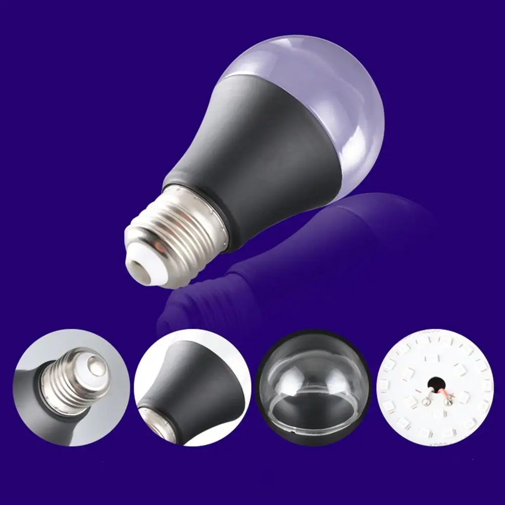 Black Light Bulbs Aluminium UV Spiral E26/E27 10W 85-265V Home Portable Bulb