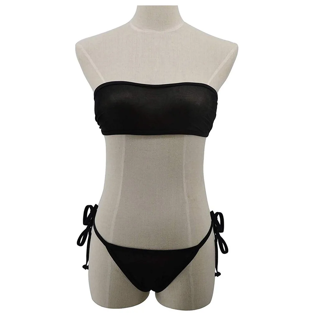 Plus Size 5XL Women's Swimwear Sexy Mesh Bikinis Set See-through Bandeau Beachwear Bikini Summer Swimsuit Micro Thong Biquinis