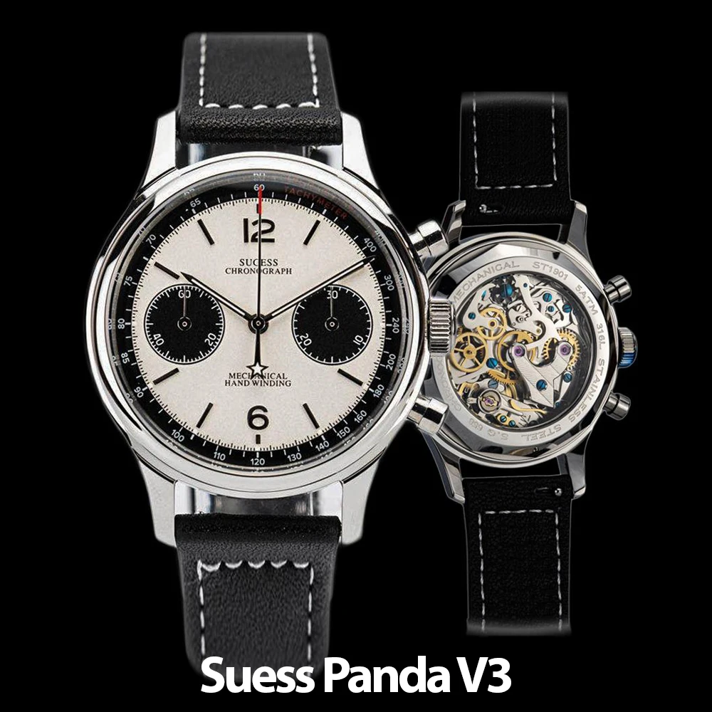 Pilot Watch Men Mechanical Watch Chronograph Panda Wristwatch Air Force