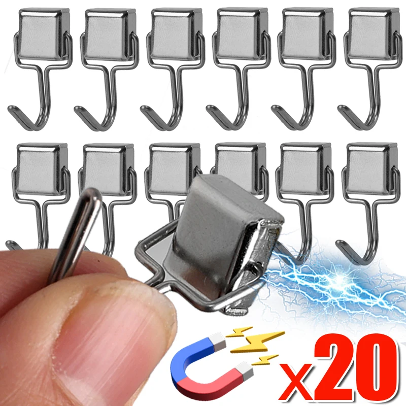 1/20PCS Square Magnetic Hooks Multi-Purpose Storage Hook Wall-mounted Load Bearing Holder Household Kitchen Storage Organization 2022 multi purpose hooks mop holder bathroom kitchen seamless paste hook free punching sticky transparent waterproof wall hook