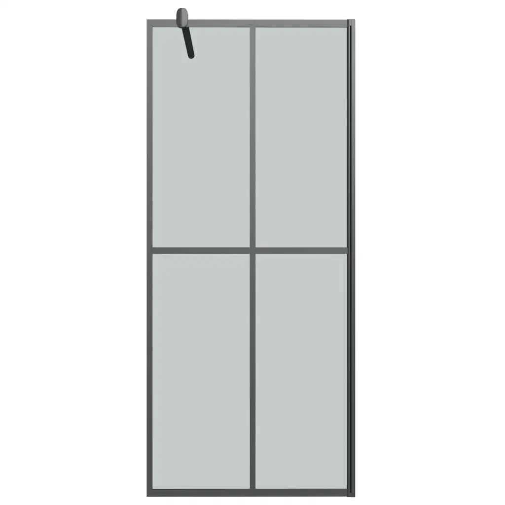 Black 39.4x76.8 Walk-in Shower Wall with Shelf - ESG Glass & Aluminum Design 4