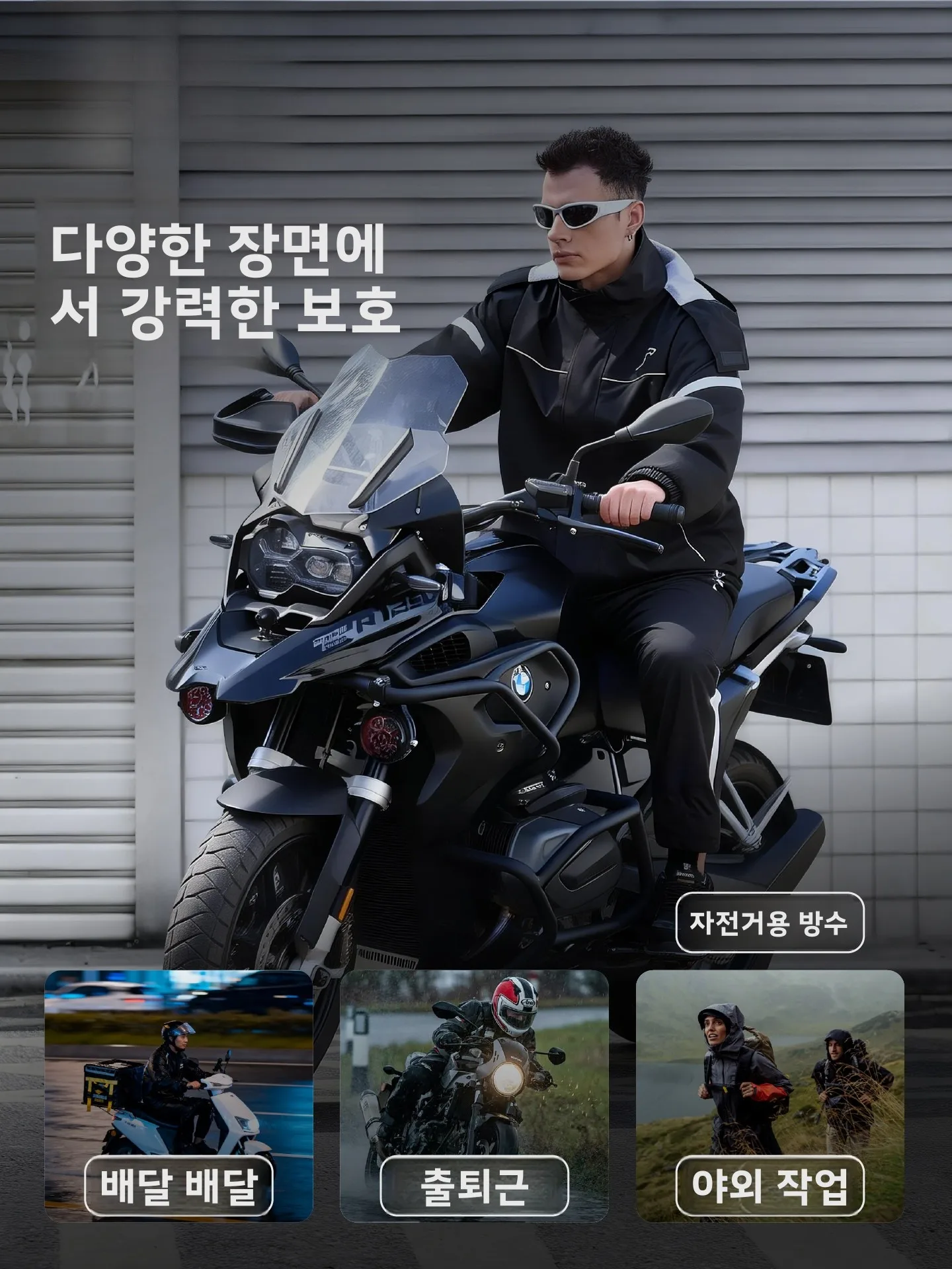 트랙 퍼슨 뉴 모터사이클 스페셜 라이딩 레인코트 탈부착 가능 전기차 미투안 배달 라이더 방폭 레인커버