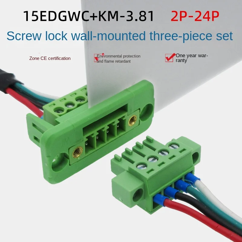 Painel de Fixação sem Solda Através da Parede com Flange 2edgwc Terminal do Plugue do Par 224pin 15 Edgwc3.81 mm Conjuntos