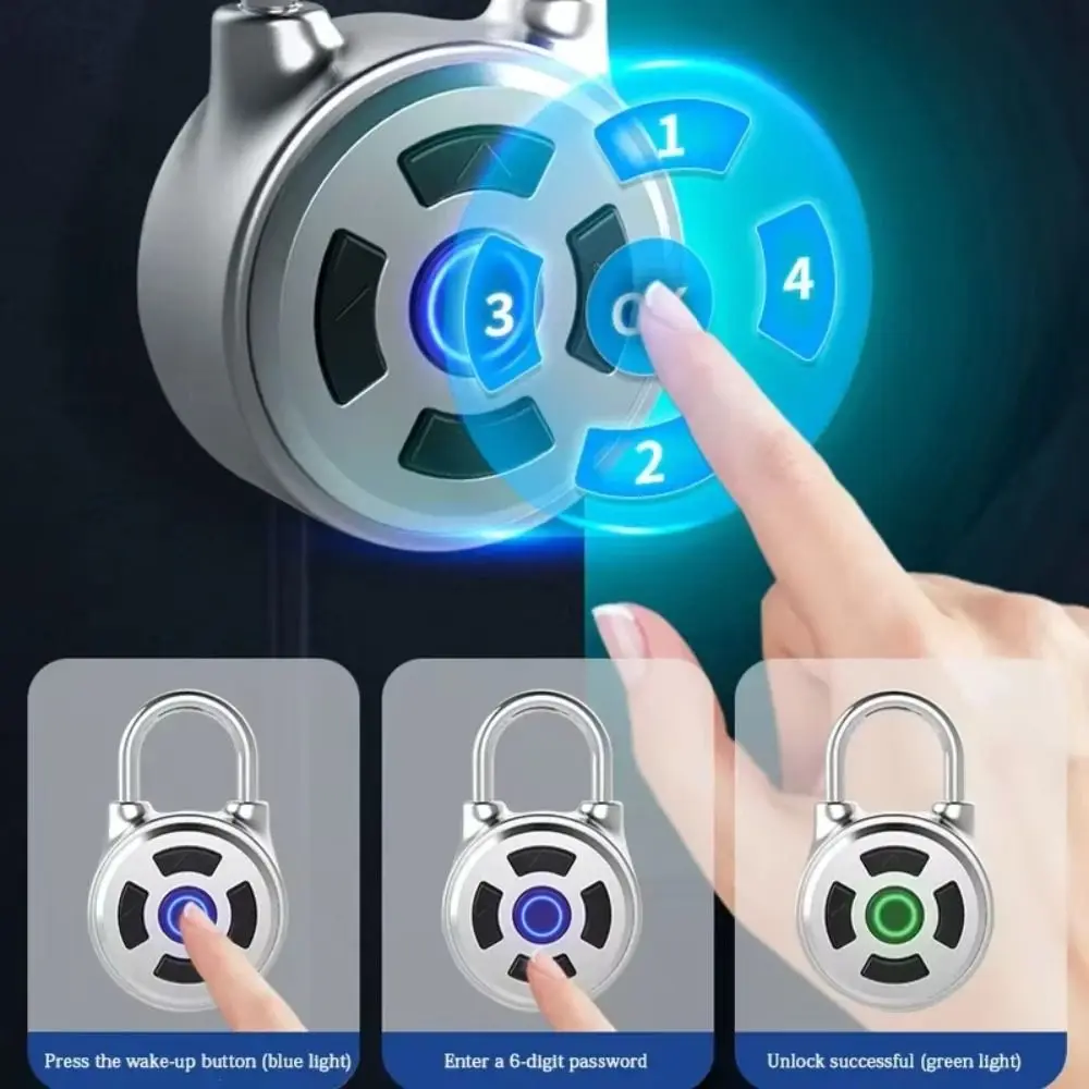 38mm Size Bluetooth Padlock Password Protection APP Control Smart Password Lock Rechargeable Battery Unlock Record