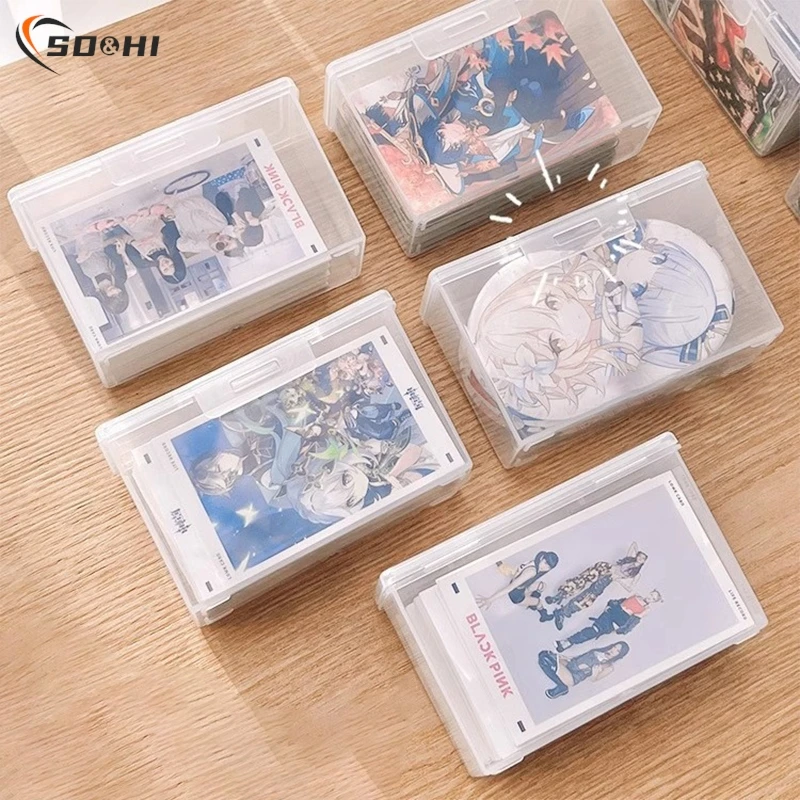 

Transparent Plastic Storage Box 3 Inch Photocards Small Card Storage Box Desk Organizer Box Classification Box Stationery